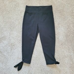 Black Crop Tie-Hem Leggings